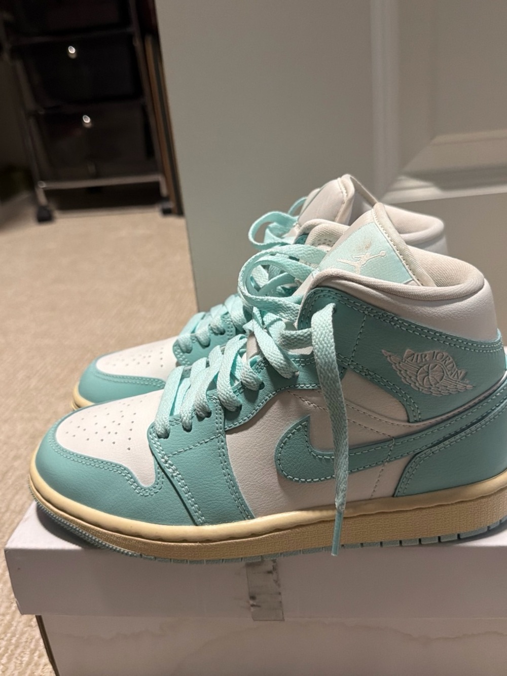 Jordan Women's Mid-Top Sneakers in Mint and White
